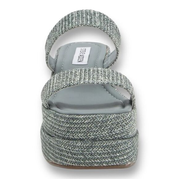 STEVE MADDEN Women’s Merrcer Platform Slide Sandals in the Size 9 in Blue Raffia - Picture 4 of 10